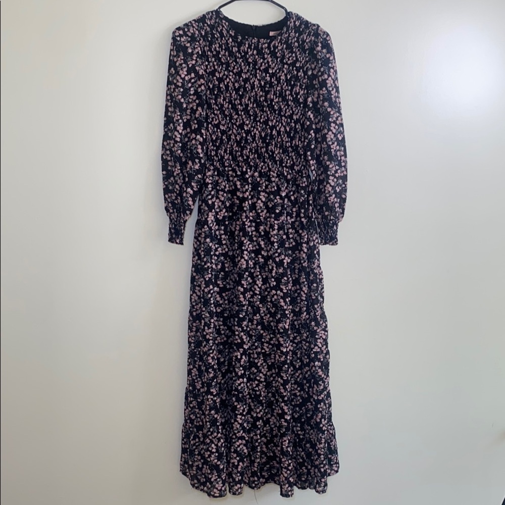 Udel New York Chic Long Sleeve Floral Dress Black Pink Women’s Size S